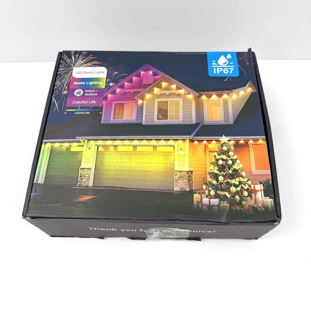 Smart WiFi LED Eaves Lights 49.2FT Outdoor RGB‎ Light Strip IP67 Alexa Google
